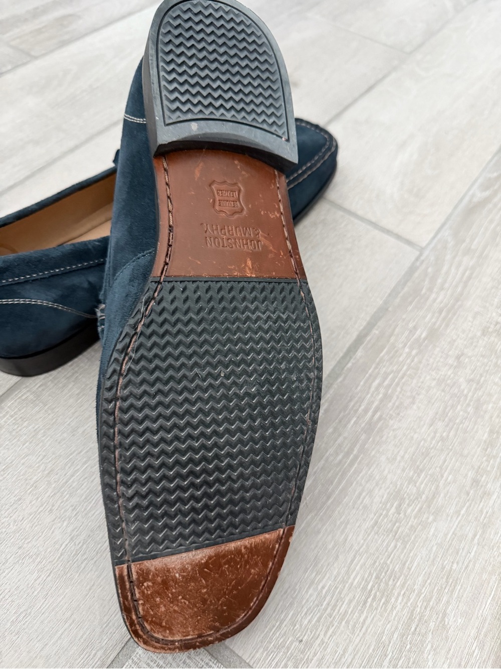 Johnston & Murphy Navy Suede Slip-On Loafers - Picture 8 of 10